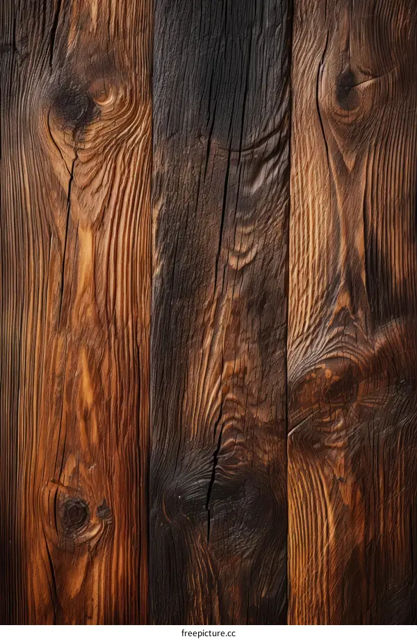 Rustic Wood Texture Background with Knots and Cracks