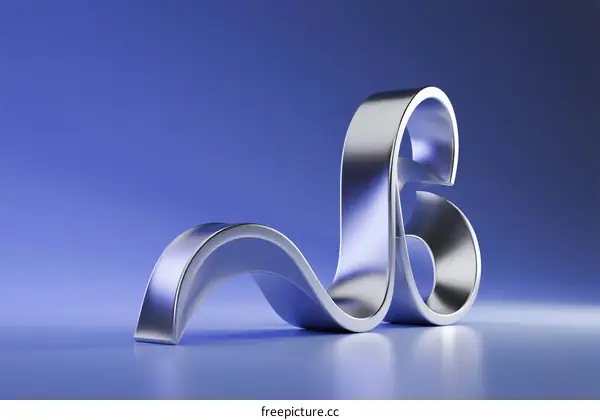 Abstract Metallic Sculpture with Curved Geometric Design