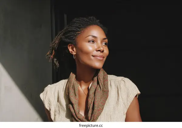 Thoughtful Woman Portrait Outdoor Natural Light