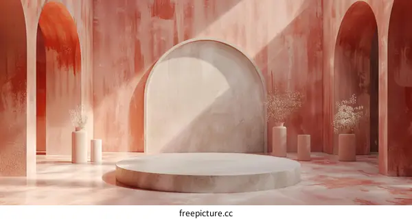 Elegant Coral Pink Minimalist Architectural Setting