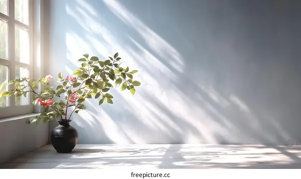 Sunlight Illuminating Floral Arrangement in a Corner