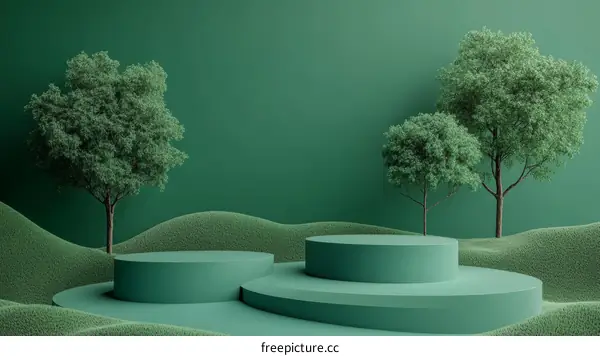Green Scene Product Display Illustration