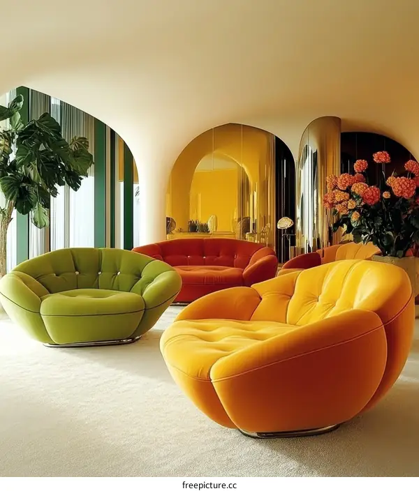 Colorful Retro Living Room Furniture Collection
