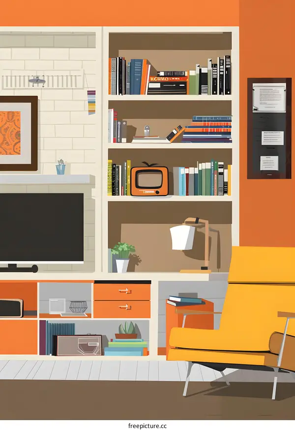 Mid Century Modern Living Room Illustration