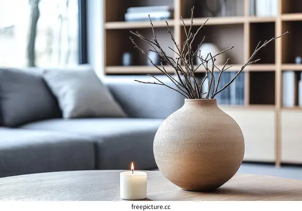 Modern Minimalist Living Room Decor with Vase