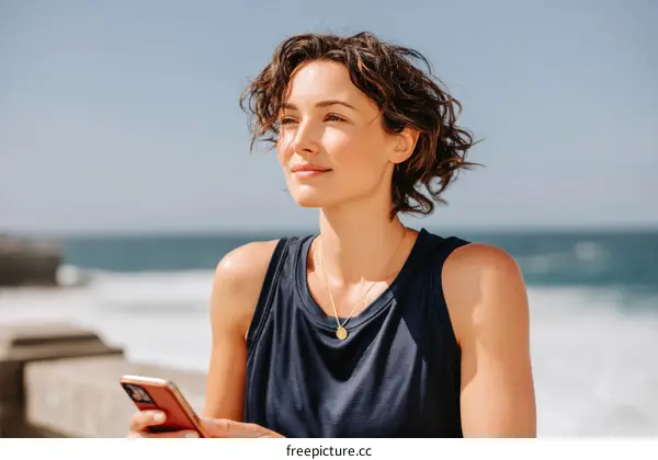 Woman enjoying the beautiful seaside view
