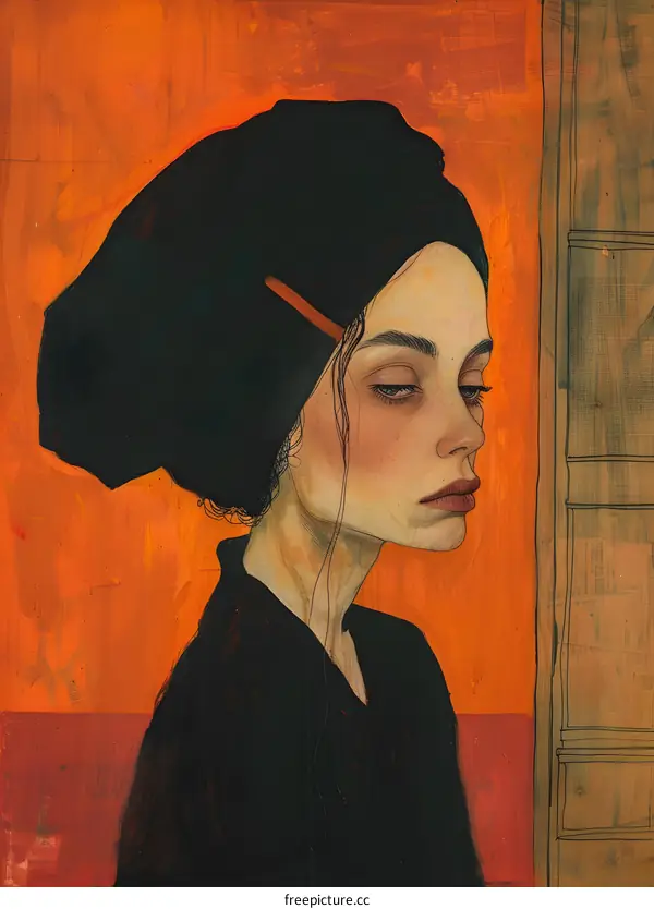 Portrait of a woman with a black headscarf