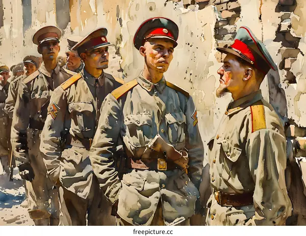 A group of soldiers in uniform from the early 20th century