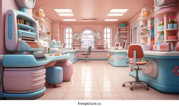 A Colorful Illustration of a Hospital Pharmacy