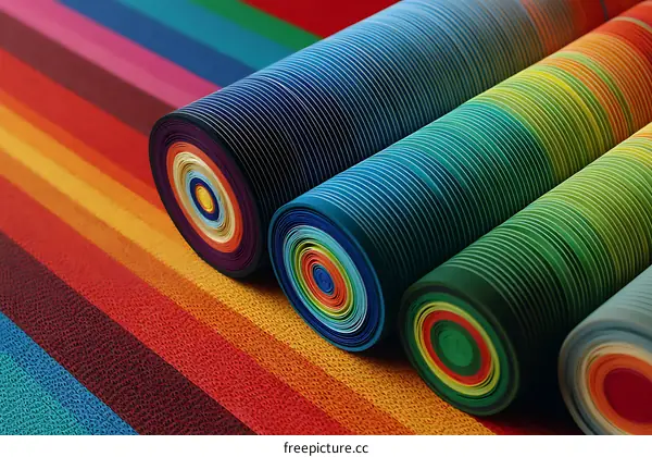 Colorful Paper Rolls in a Rainbow Background