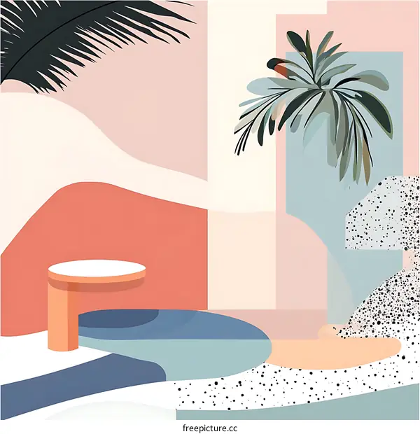 Abstract Background With Palm Tree And Table Illustration