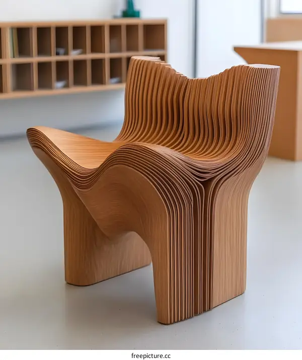 Modern Design Wooden Chair with Unique Layered Construction