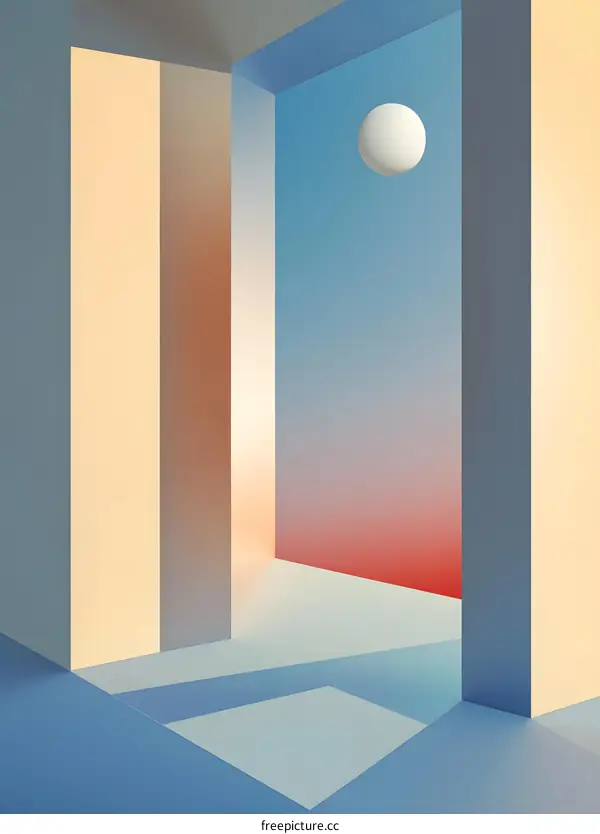 Abstract Minimalist Architecture With a Sunset Sky