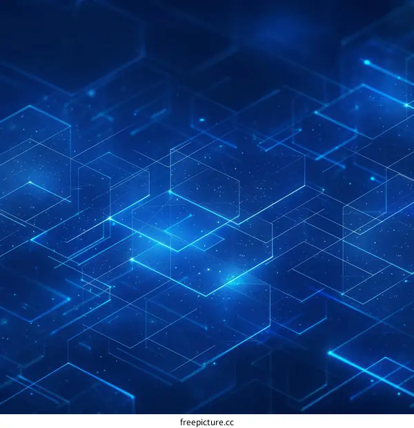 Blue technology background with hexagons and lines