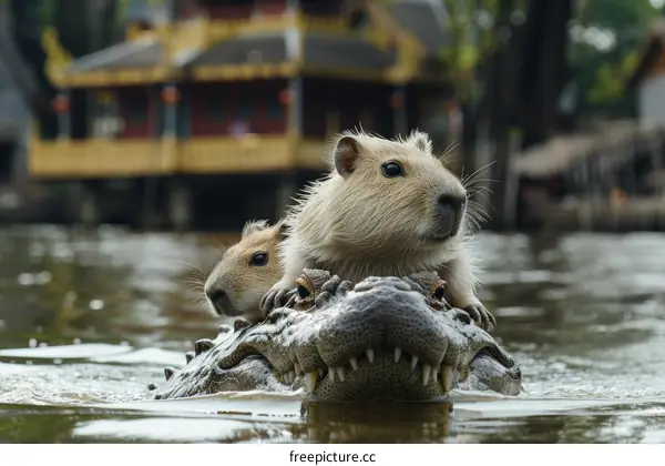 Capybara and Crocodile: An Unlikely Friendship