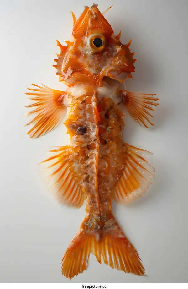 Orange Fish Specimen on White Background