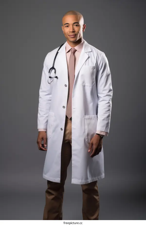 Studio portrait of a young male doctor smiling