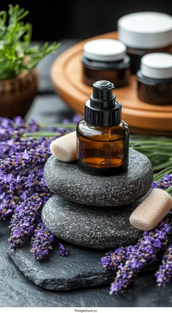 Lavender Spa Essential Oil Bottle Arrangement