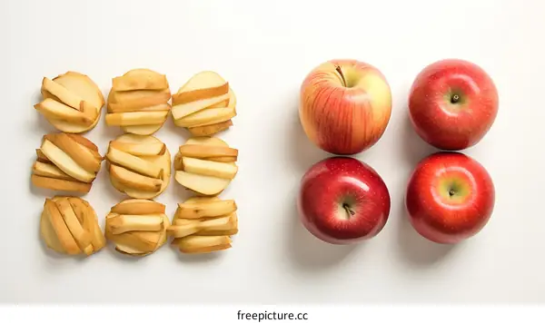 Square Arrangement of Sliced Potatoes and Apples