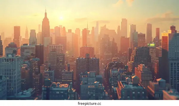 Sunset Cityscape Skyline Architecture View