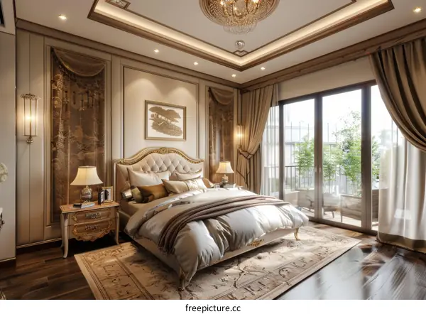 Elegant Classic Bedroom Interior Design Illustration