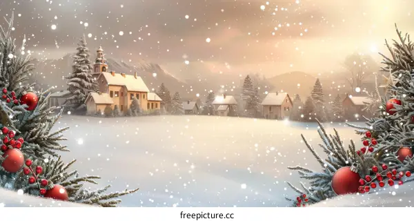 Snowy Village in Christmas