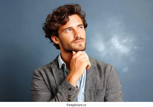 Thoughtful Caucasian Man in Deep Consideration