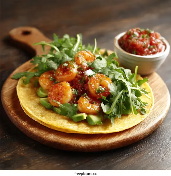Delicious Shrimp Tacos with Avocado and Salsa