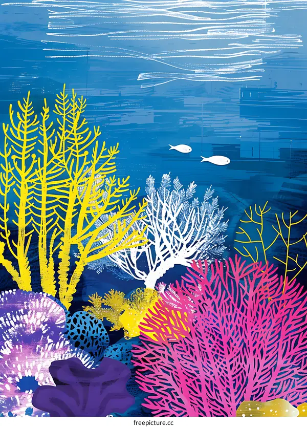 Abstract Underwater Sea Life Illustration
