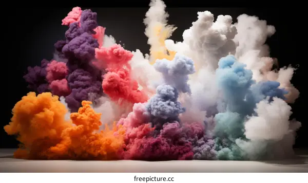 Colorful smoke explosion on white background