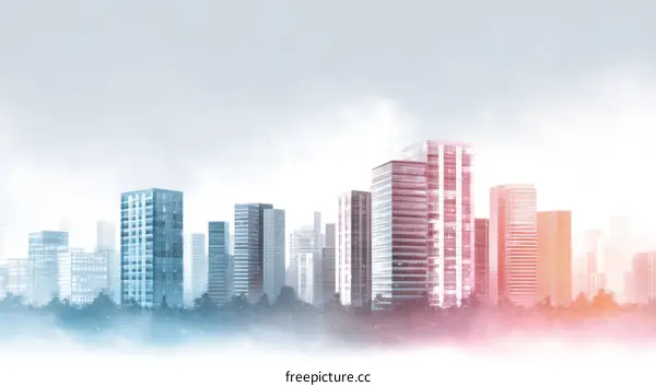 Modern City Skyline with Soft Colors