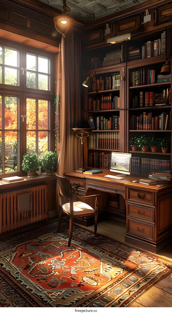 Classic Study Room with Wooden Interior