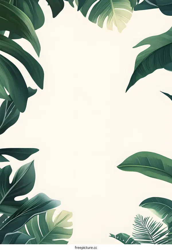 Tropical Leaf Frame  White Background