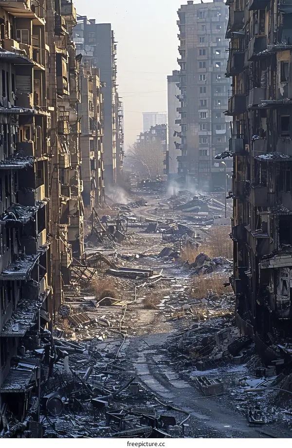 The ruins of Grozny, the capital of Chechnya, after the Russian bombardment in 1994-1995