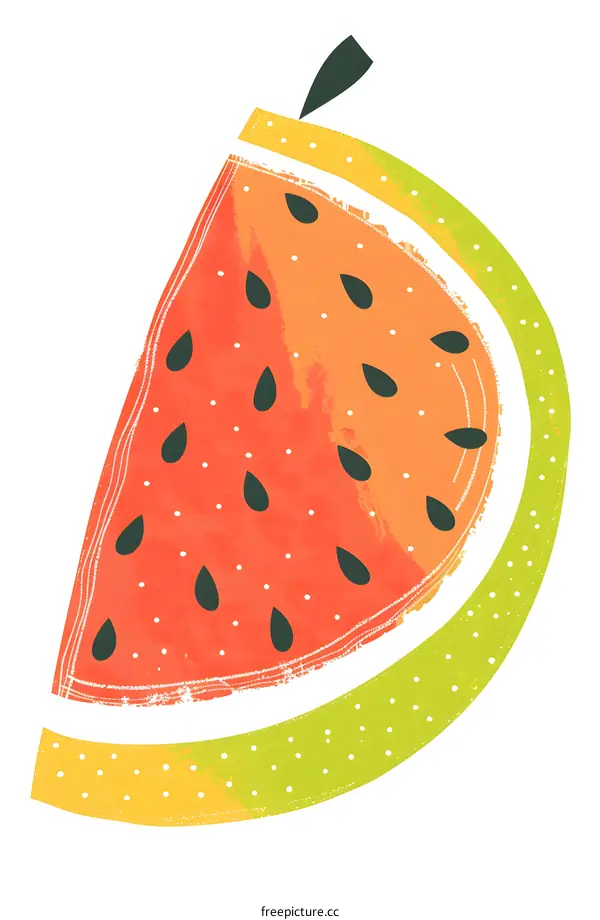 Watermelon Slice Illustration in Watercolor Style