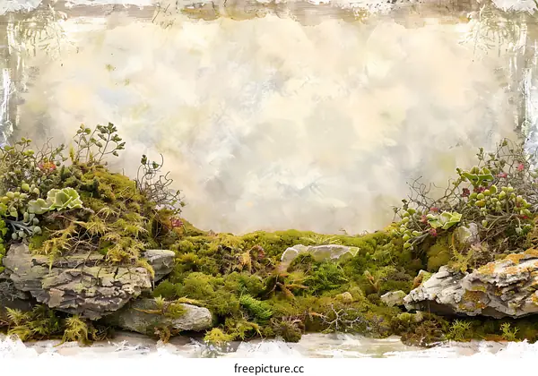 Vintage Mossy Landscape Background with Blank Space