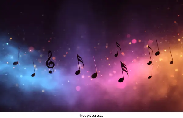 Floating Music Notes Background Design