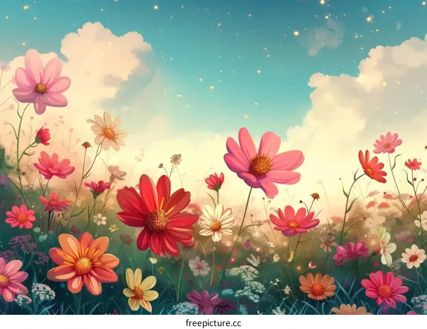 Garden of Flowers in Full Bloom