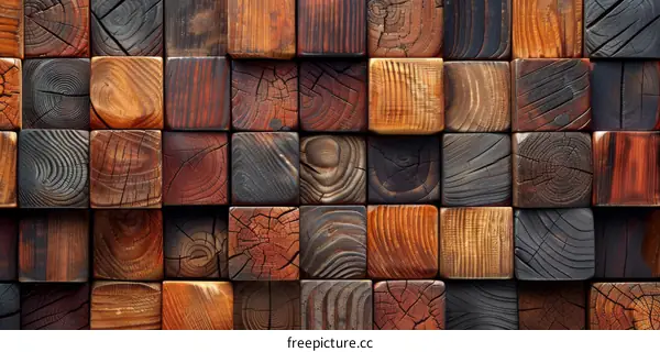 Multicolored Wooden Blocks on a Grid Pattern