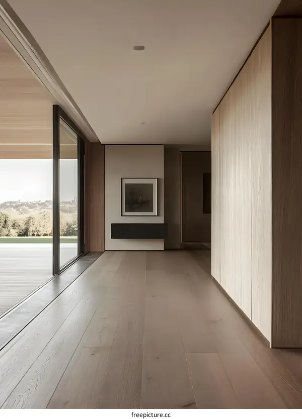 Modern Minimalist Interior Design with Wooden Walls and Flooring