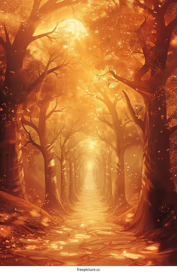 fantasy forest path with a bright moon