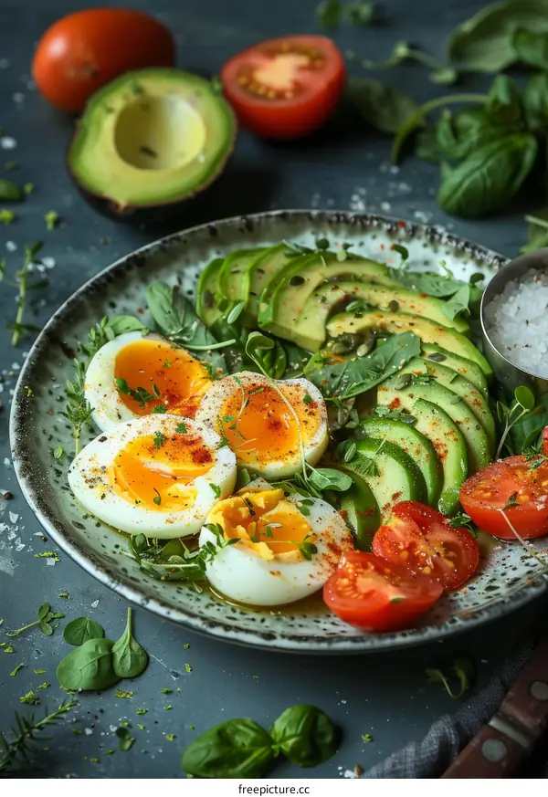 Healthy Avocado and Egg Breakfast or Lunch Bowl