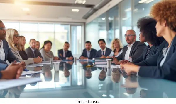 Multiethnic business team sitting at the conference table and discussing new project