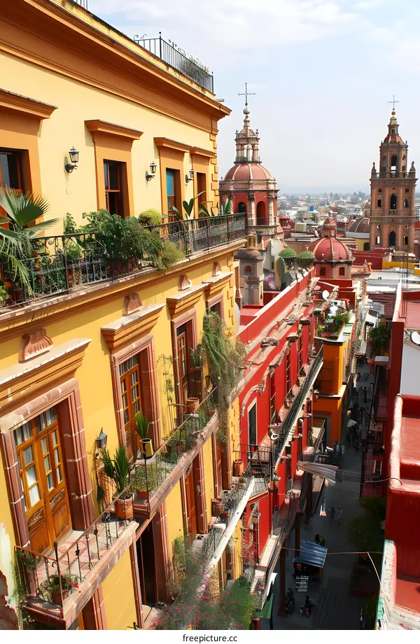 Colorful Buildings and a Narrow Street in Mexico City