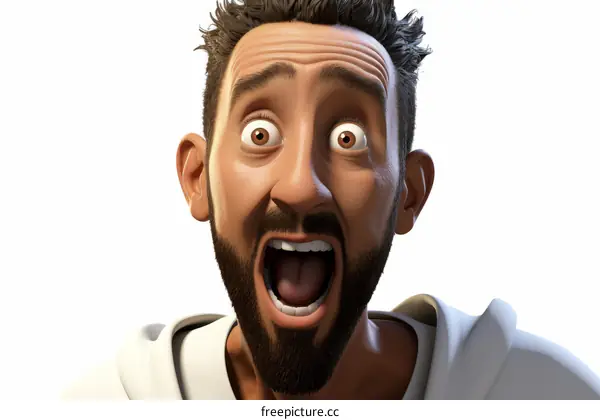 Shocked Man 3D Rendering