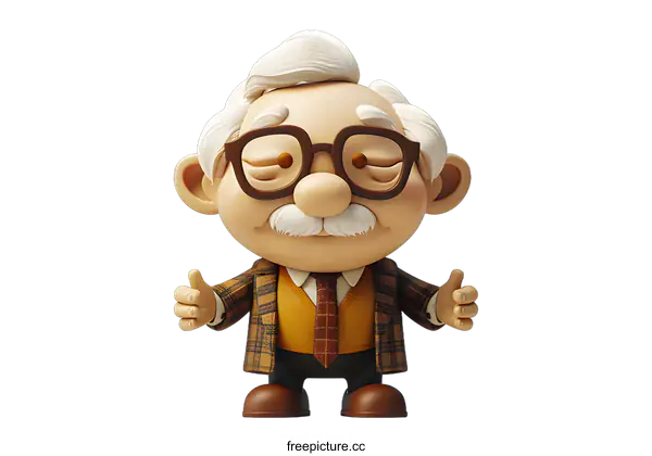 [Transparent Background PNG]3d illustration of a professor giving thumbs up
