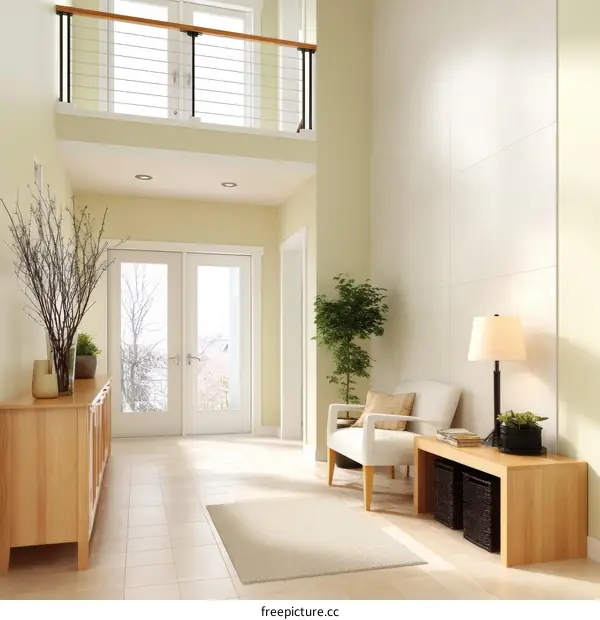 Modern Beige Entryway Design with Natural Light