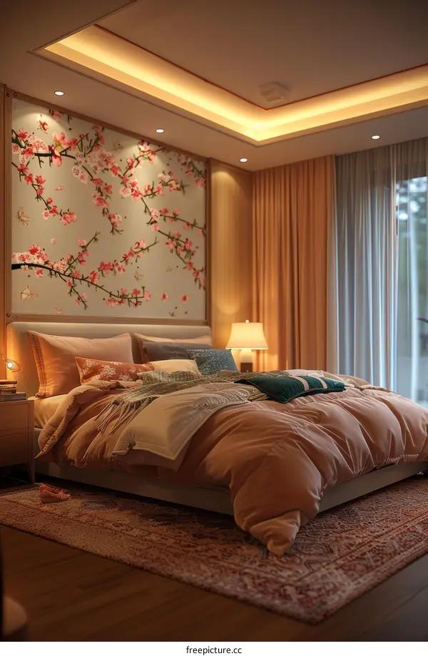 Warm and Cozy Bedroom Interior Design Illustration