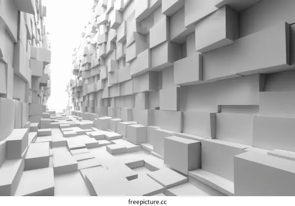 Abstract white 3D labyrinth with a bright exit