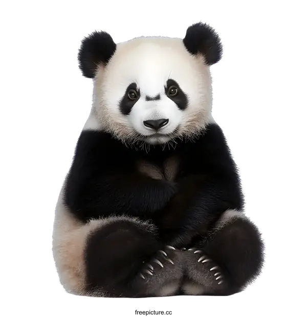 [Transparent Background PNG]Cute Baby Panda Sitting on White Background